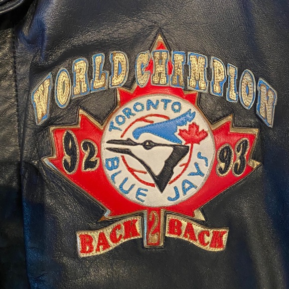 TORONTO BLUE JAYS X JEFF HAMILTON 92 / 93 CHAMPIONSHIP LEATHER JACKET - Picture 7 of 13